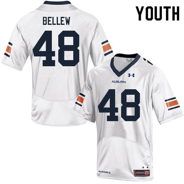 Youth #48 John Reese Bellew Auburn Tigers College Football Jerseys Sale-White - Click Image to Close